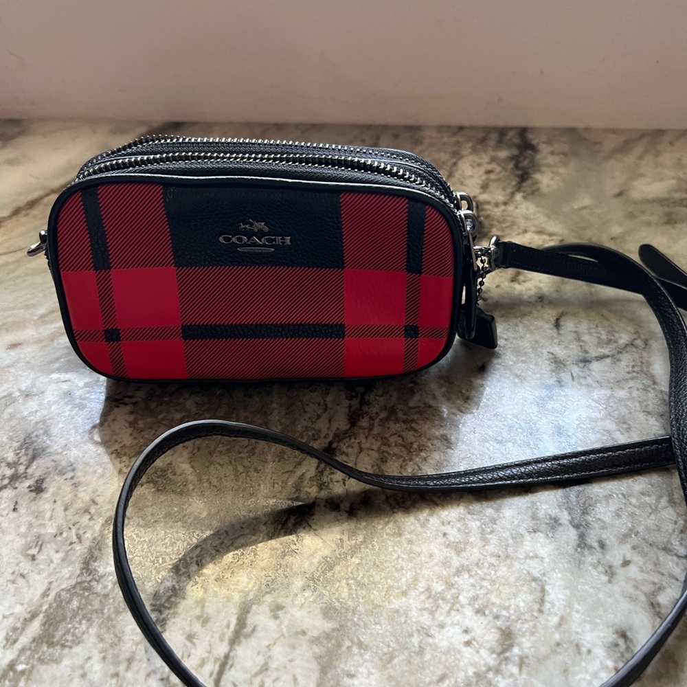 Coach Black Leather Zip Pouch